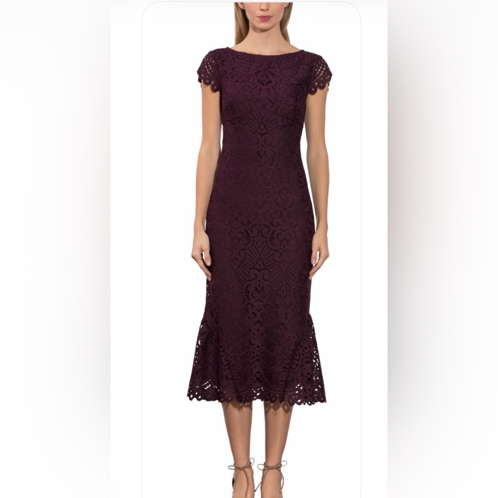 Shoshanna Plum Lace Midi Dress